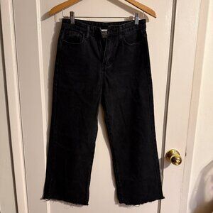 PRINCESS POLLY Black Cropped Wide-Leg Jeans